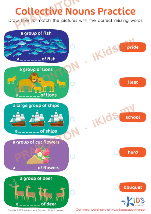 Pratonton muka 1 lembaran Collective Nouns Practice — Bahasa Inggeris Tahun 2