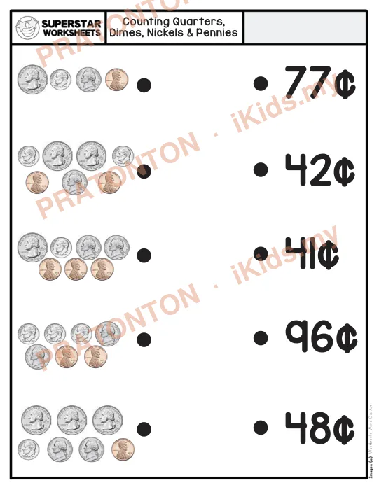 Pratonton muka 1 lembaran Counting Quarters, — Matematik Tahun 1