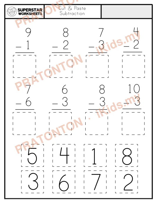 Pratonton muka 1 lembaran Cut & Paste — Matematik Tahun 1