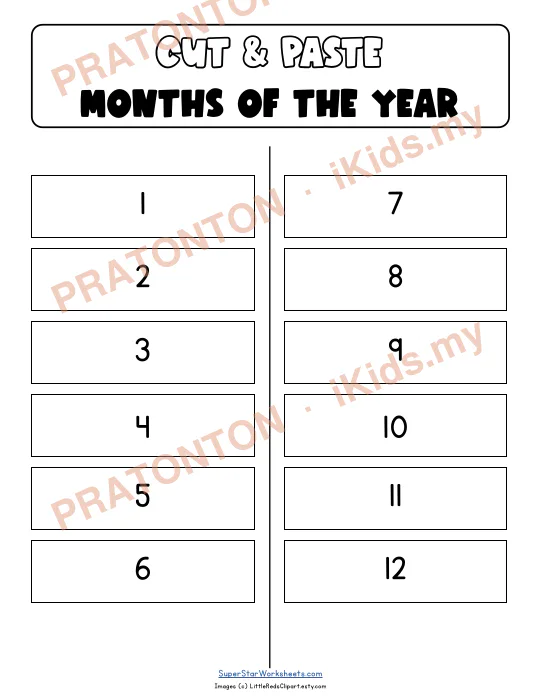 Pratonton muka 1 lembaran Cut & Paste — Matematik Tahun 1