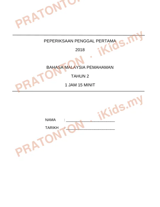 Pratonton muka 1 lembaran Kertas Soalan Bahasa Melayu 16 — Bahasa Melayu Tahun 2
