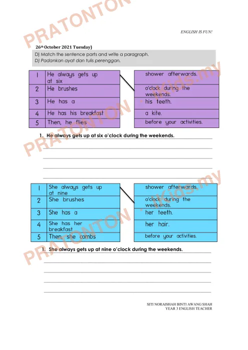 Pratonton muka 4 lembaran Modul Bahasa Inggeris 29 — Bahasa Inggeris Tahun 3
