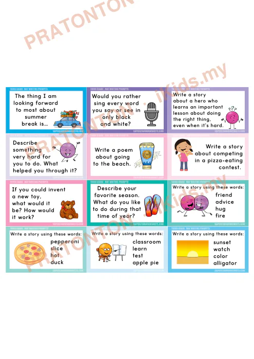 Pratonton muka 2 lembaran Penulisan Bahasa Inggeris 4 — Bahasa Inggeris Tahun 3