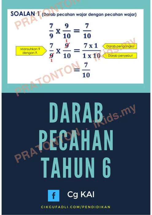 Pratonton muka 1 lembaran DARAB PECAHAN TAHUN 6 (2) — Matematik Tahun 6