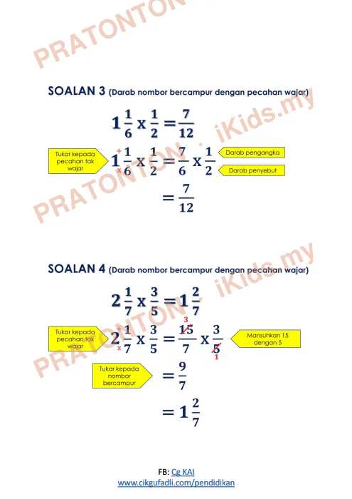 Pratonton muka 3 lembaran DARAB PECAHAN TAHUN 6 (2) — Matematik Tahun 6