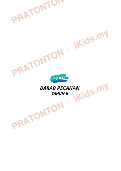 Pratonton muka 1 lembaran Darab Pecahan (Tahun 6) — Matematik Tahun 6