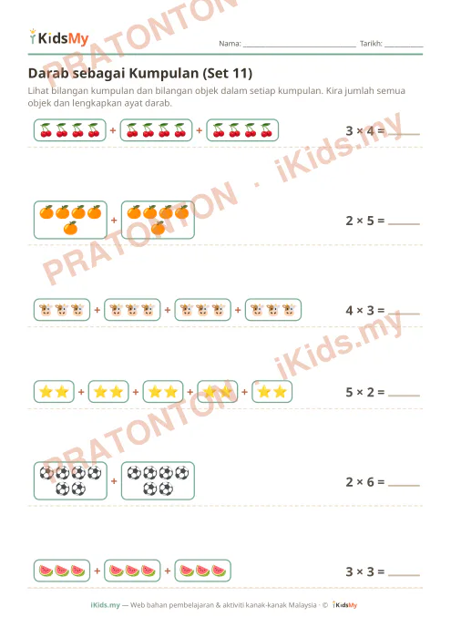 Pratonton muka 1 lembaran Darab sebagai Kumpulan (Set 11) — Matematik Tahun 2