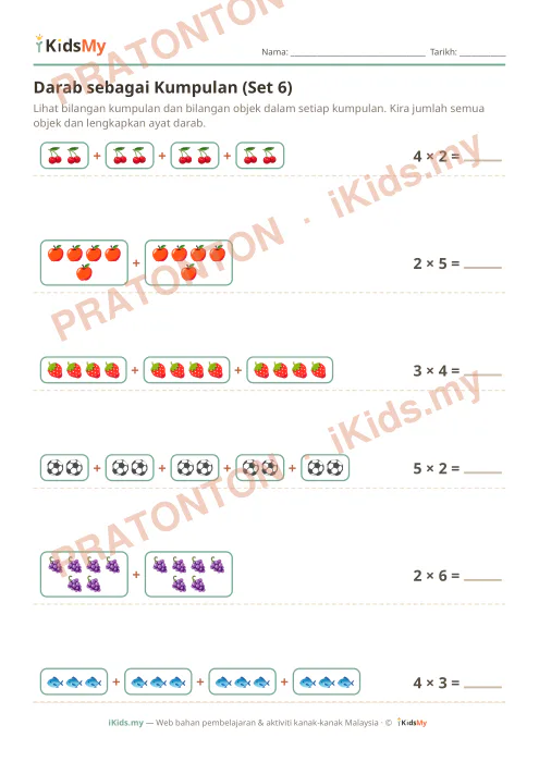 Pratonton muka 1 lembaran Darab sebagai Kumpulan (Set 6) — Matematik Tahun 2