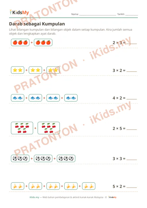 Pratonton muka 1 lembaran Darab sebagai Kumpulan — Matematik Tahun 2