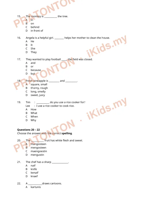 Pratonton muka 5 lembaran Lembaran Kerja Bahasa Inggeris 28 — Bahasa Inggeris Tahun 3