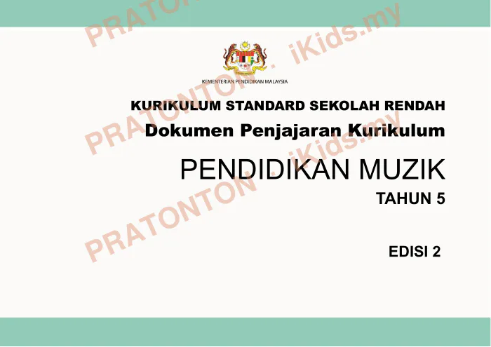 Pratonton muka 1 lembaran Dokumen Penjajaran Kurikulum Pendidikan Muzik Tahun 5 — Pendidikan Kesenian Tahun 5