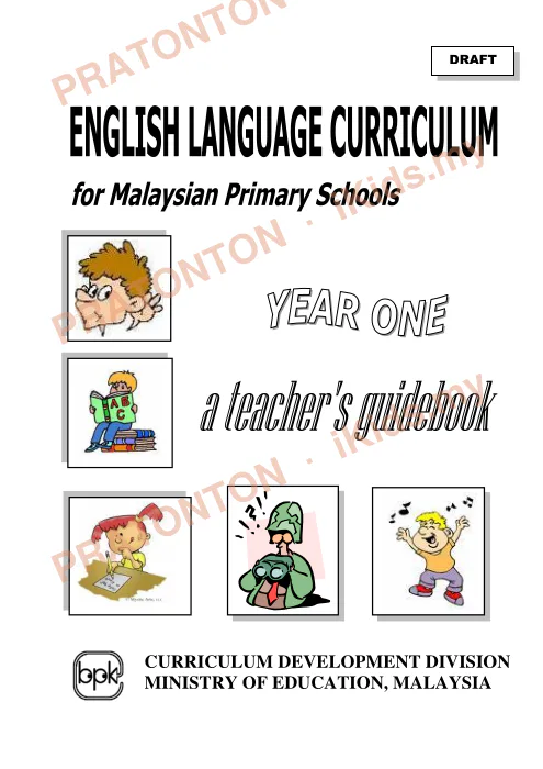 Pratonton muka 1 lembaran DRAFT — Bahasa Inggeris Tahun 1