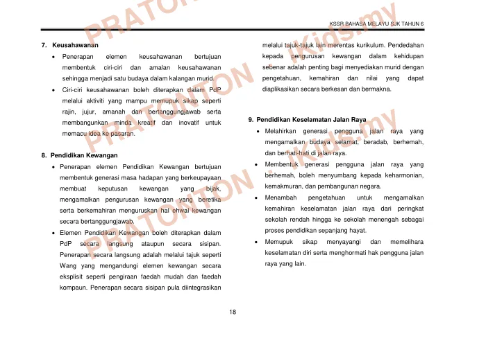 Pratonton muka 30 lembaran DSKP Bahasa Melayu Tahun 6 — Sekolah Jenis Kebangsaan — Bahasa Melayu Tahun 6