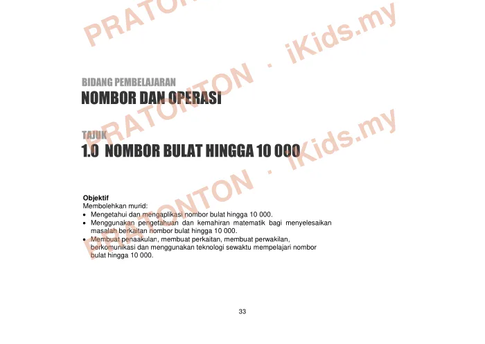 Pratonton muka 45 lembaran DSKP Matematik 5 — Matematik Tahun 3