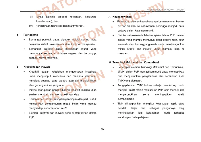 Pratonton muka 27 lembaran DSKP Pendidikan Moral — Pendidikan Moral Tahun 4