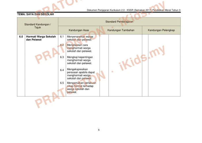 Pratonton muka 10 lembaran DSKP Pendidikan Moral — Pendidikan Moral Tahun 3