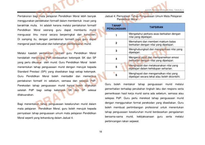 Pratonton muka 30 lembaran DSKP Pendidikan Moral — Pendidikan Moral Tahun 3