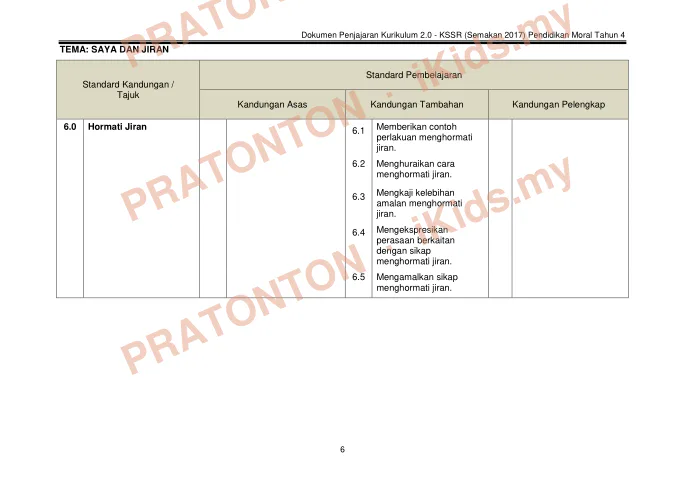 Pratonton muka 10 lembaran DSKP Pendidikan Moral — Pendidikan Moral Tahun 4