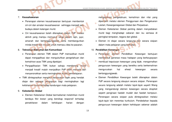Pratonton muka 25 lembaran DSKP Pendidikan Muzik Tahun 5 — Pendidikan Khas (Masalah Pembelajaran) — Pendidikan Kesenian Tahun 5