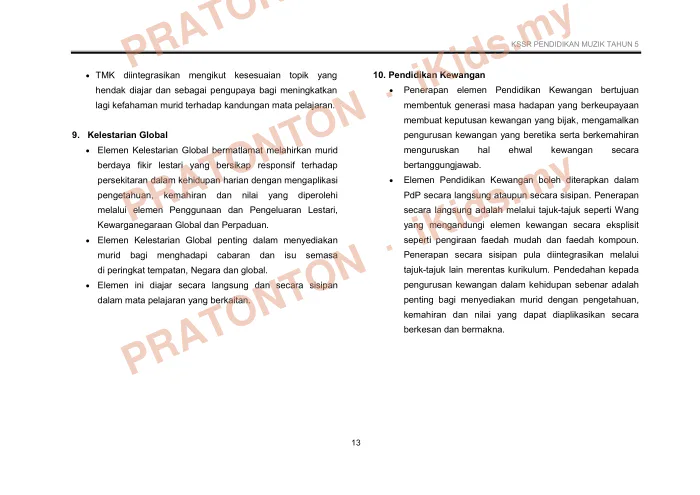 Pratonton muka 25 lembaran DSKP Pendidikan Muzik Tahun 5 (Set A) — Pendidikan Kesenian Tahun 5