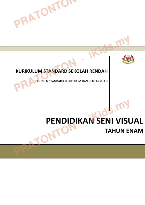 Pratonton muka 1 lembaran DSKP Pendidikan Seni Visual Tahun 6 — Edisi Lengkap — Pendidikan Kesenian Tahun 6