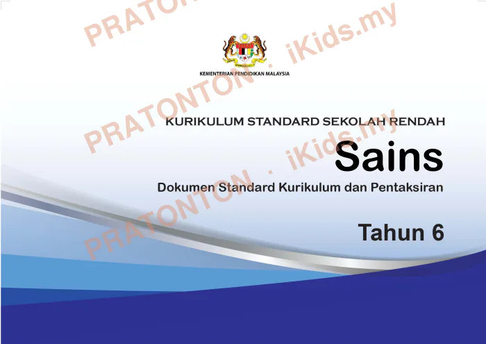 Pratonton muka 1 lembaran DSKP Sains Tahun 6 — Sekolah Kebangsaan — Sains Tahun 6
