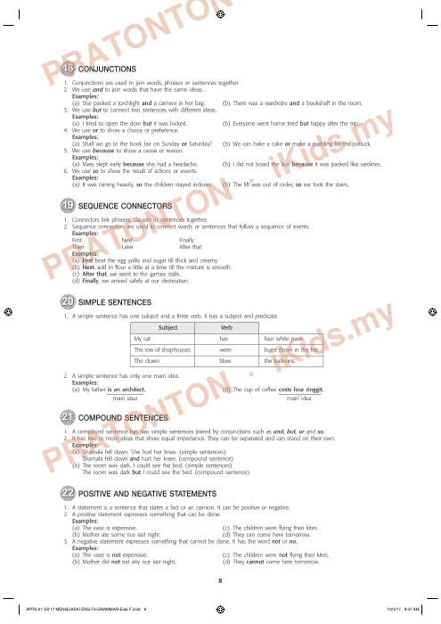Pratonton muka 2 lembaran Nota Bahasa Inggeris 5 — Bahasa Inggeris Tahun 3