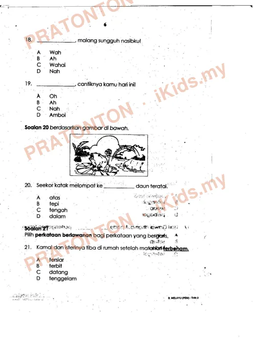 Pratonton muka 6 lembaran Pemahaman Bahasa Melayu 14 — Bahasa Melayu Tahun 2