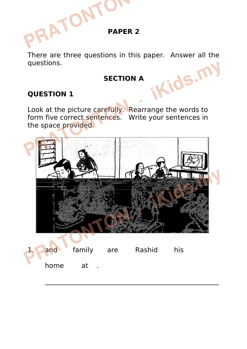 Pratonton muka 1 lembaran Kertas Soalan Bahasa Inggeris 4 — Bahasa Inggeris Tahun 3