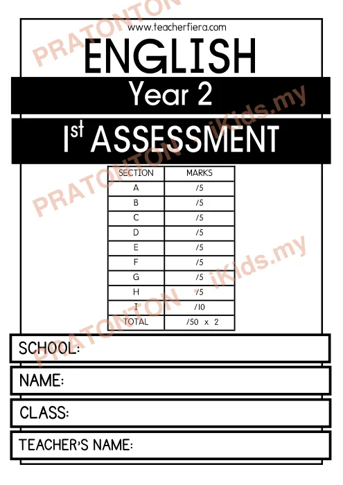 Pratonton muka 1 lembaran ENGLISH — Bahasa Inggeris Tahun 2