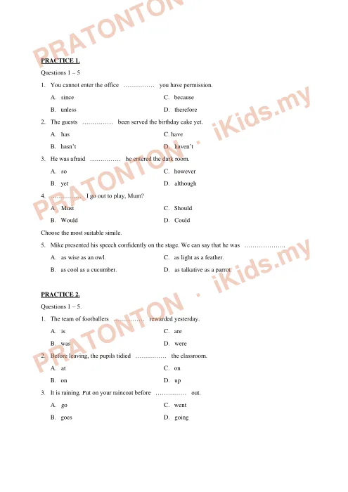 Pratonton muka 1 lembaran English Comprehension — Bahasa Inggeris Tahun 4
