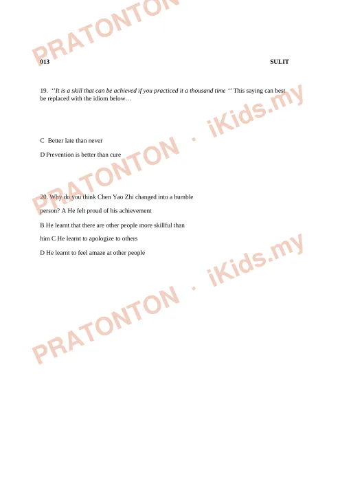 Pratonton muka 6 lembaran English Comprehension — Bahasa Inggeris Tahun 4