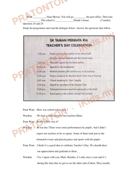 Pratonton muka 8 lembaran English Final Year Test 2 — Bahasa Inggeris Tahun 4