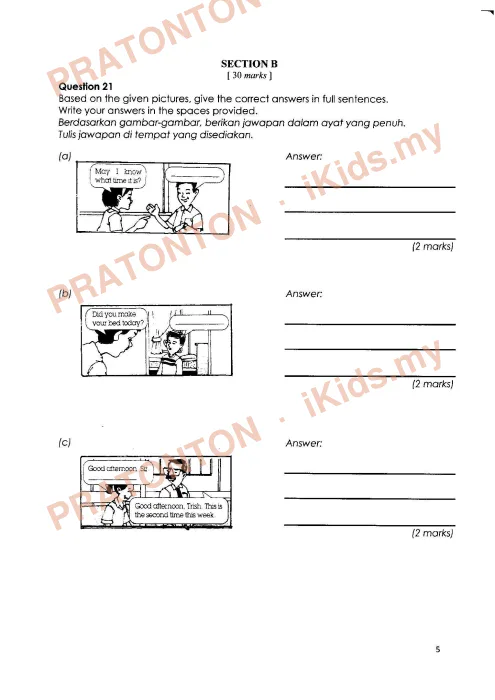 Pratonton muka 5 lembaran English Final Year Test 5 — Bahasa Inggeris Tahun 4