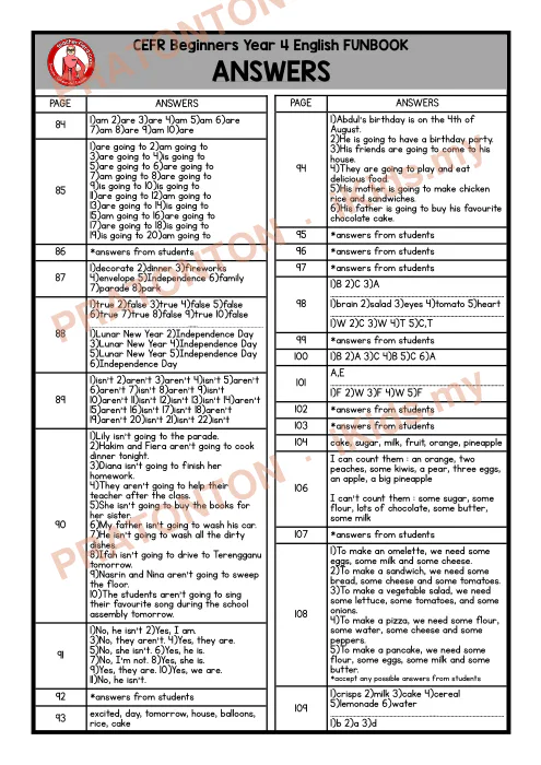 Pratonton muka 5 lembaran English Funbook 2 — Bahasa Inggeris Tahun 4
