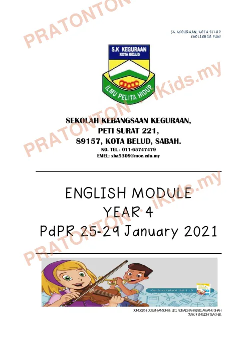Pratonton muka 1 lembaran English Module 1 (PDPR) — Bahasa Inggeris Tahun 4