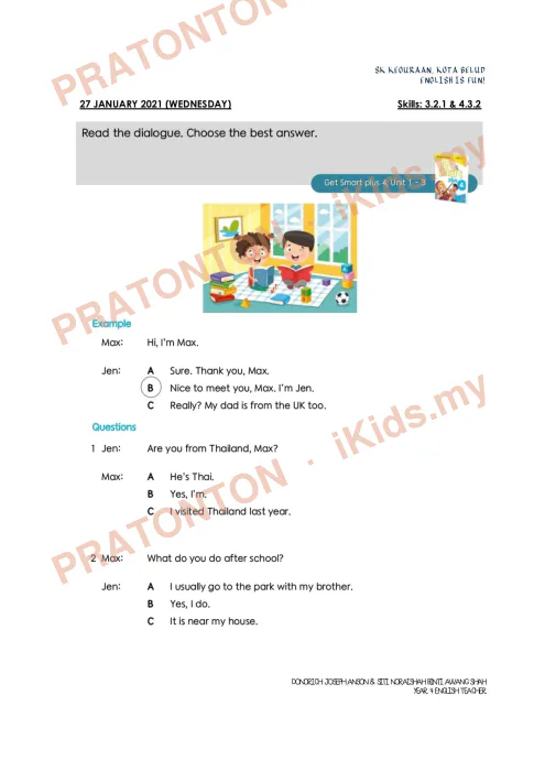 Pratonton muka 7 lembaran English Module 1 (PDPR) — Bahasa Inggeris Tahun 4