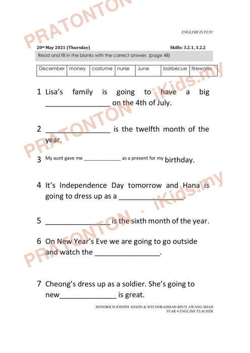 Pratonton muka 6 lembaran English Module 1 — Bahasa Inggeris Tahun 4