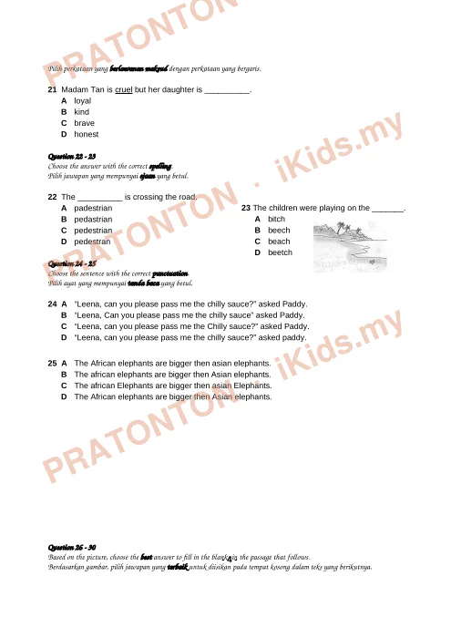 Pratonton muka 4 lembaran English Practice 14 — Bahasa Inggeris Tahun 4