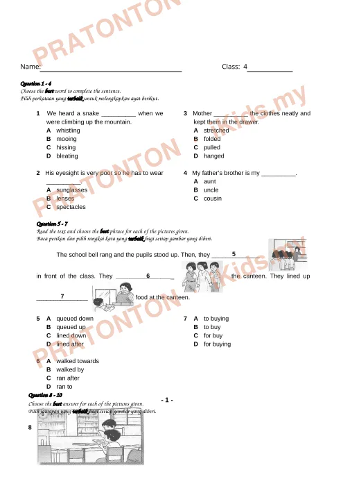 Pratonton muka 1 lembaran English Practice 15 — Bahasa Inggeris Tahun 4