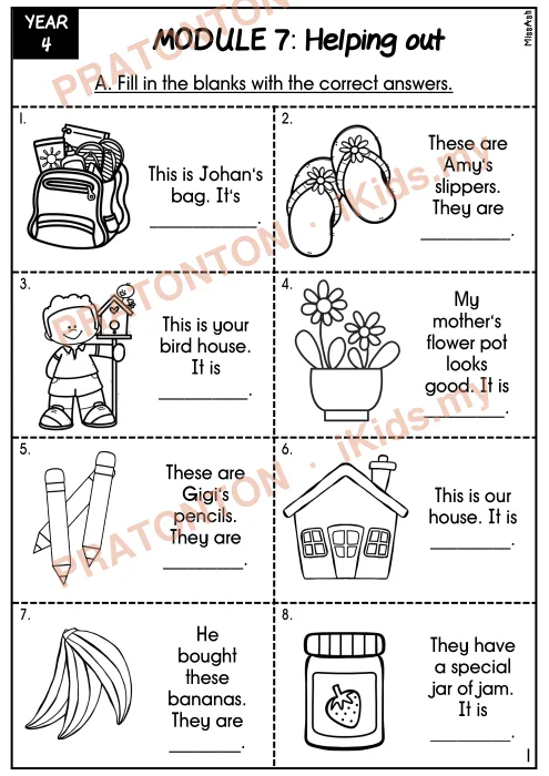 Pratonton muka 1 lembaran English Module Quiz 1 — Bahasa Inggeris Tahun 4