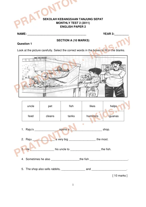 Pratonton muka 1 lembaran English Practice 9 — Bahasa Inggeris Tahun 3