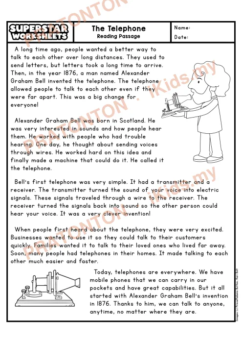 Pratonton muka 1 lembaran English Reading Comprehension 6 — Bahasa Inggeris Tahun 4