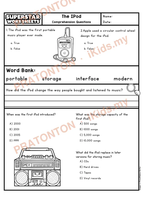 Pratonton muka 2 lembaran English Reading Comprehension 10 — Bahasa Inggeris Tahun 4