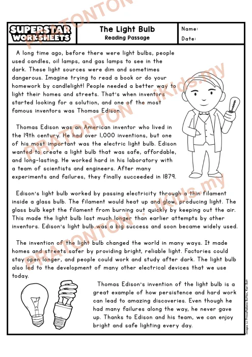 Pratonton muka 1 lembaran English Reading Comprehension 9 — Bahasa Inggeris Tahun 4