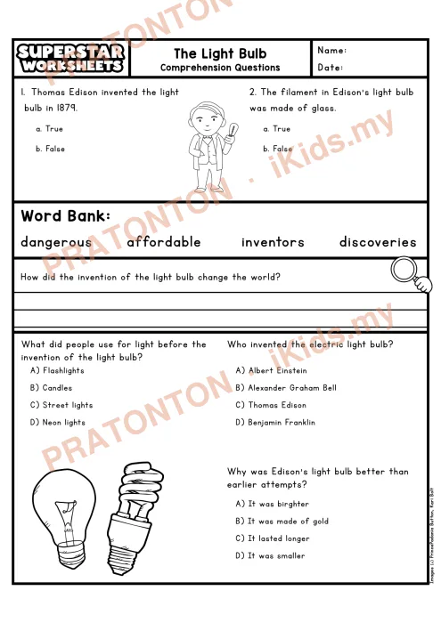 Pratonton muka 2 lembaran English Reading Comprehension 9 — Bahasa Inggeris Tahun 4
