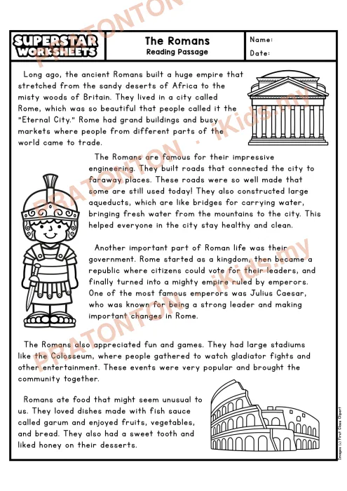Pratonton muka 1 lembaran English Reading Comprehension 7 — Bahasa Inggeris Tahun 4