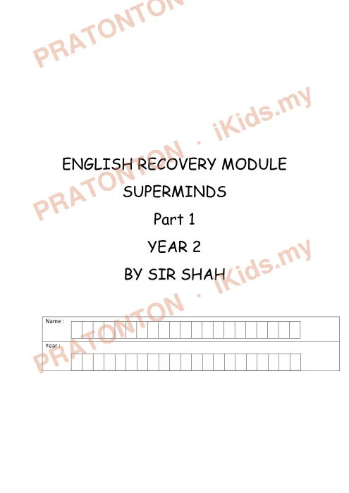 Pratonton muka 1 lembaran ENGLISH RECOVERY MODULE — Bahasa Inggeris Tahun 2