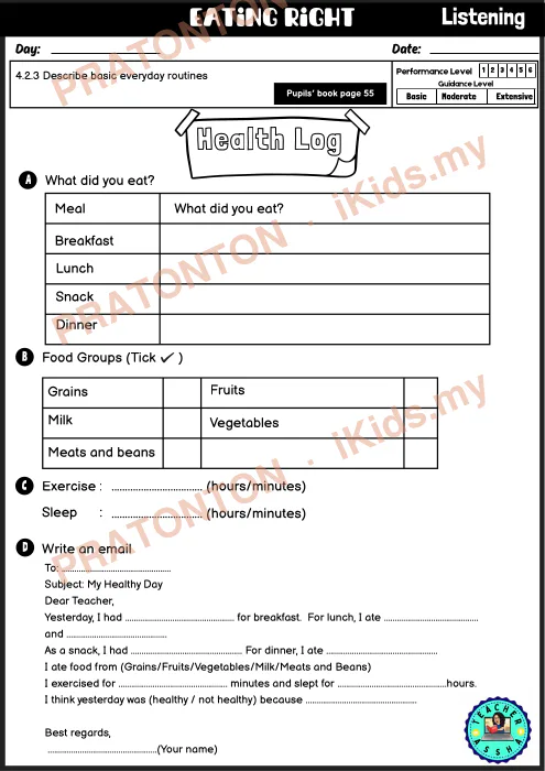 Pratonton muka 8 lembaran English Worksheet 3 — Bahasa Inggeris Tahun 4