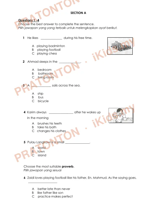 Pratonton muka 1 lembaran Kertas Soalan Bahasa Inggeris 30 — Bahasa Inggeris Tahun 3